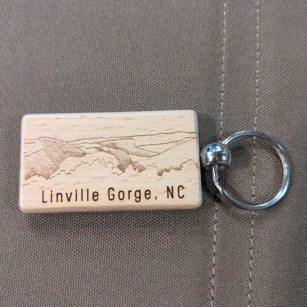 Linville Gorge wooden keychain