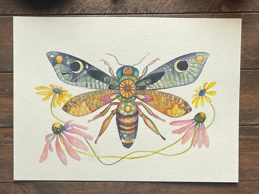 Honey Bee and Blooms by Kat Ryalls