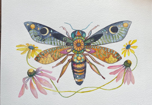 Honey Bee and Blooms Print