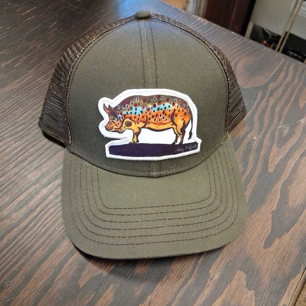 Mesh Trucker Hat (trout/pig)