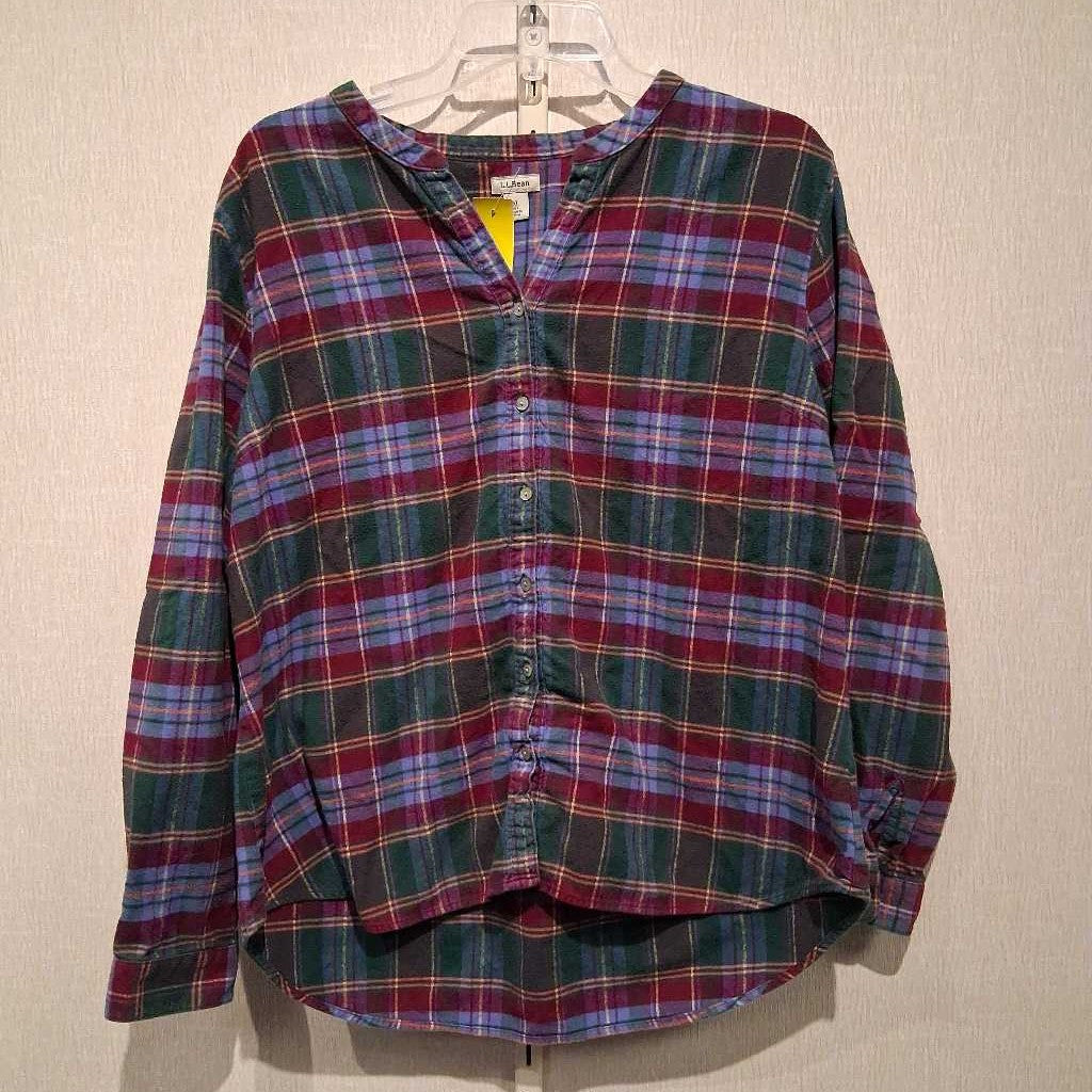 Collarless Flannel Shirt